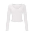 thumbnail image 5 of Aloohaidyvio Womens Long Sleeve Shirts V Neck Casual Tops 2025 Fashion Slim Fitted Tops Y2k Basic Tee, 5 of 8