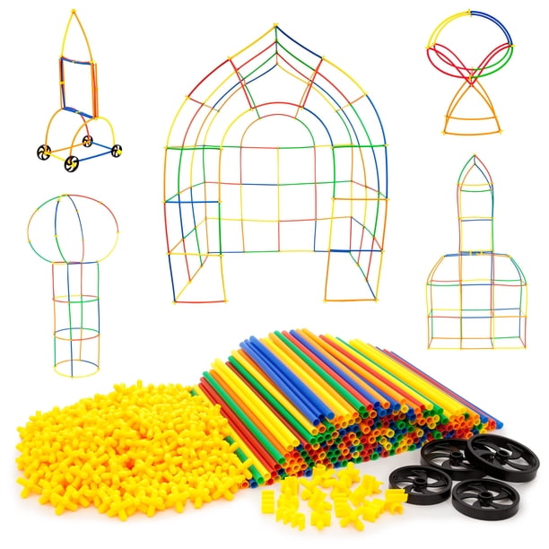 Juego de construcción PicassoTiles, juego de construcción con pajita, 600 piezas