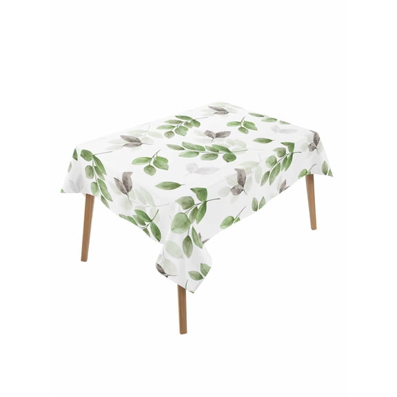 Green Botanical Fall Table Cloth, Pastoral Maple Leaf Autumn Waterproof Tablecloth for Rectangle Tables, Reusable Washable Fabric Table Cover for Restaurant Kitchen Dining Tables 60"x84"