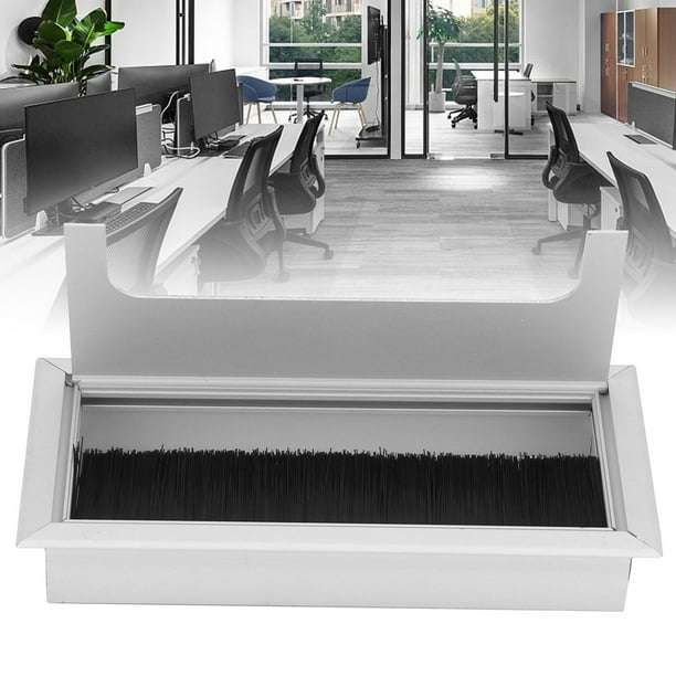 Pasacables para Mesa de Escritorio Pasamuros Rectangular Pasamonta?as para Cables Aleación de Aluminio Cubierta de Orificio de Alambre con Cepillo para Oficina Hogar Manejo de Alambre de Escritorio de Amonsee No