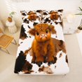 thumbnail image 5 of jejeloiu Highland Cow Cowhide Bed Sheets Kids,Farm Animal Print King Sheets,4-Piece, 5 of 6