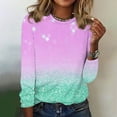 thumbnail image 2 of Hfiengba Long Sleeve Shirts for Women Gradient Color Crew Neck Tops Basic Tee Casual Loose Fit Clothes (XL, Hot Pink), 2 of 4