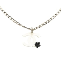 Pre-Owned Chanel Coco Mark Camellia Necklace Silver White Metal Women's CHANEL (Good)