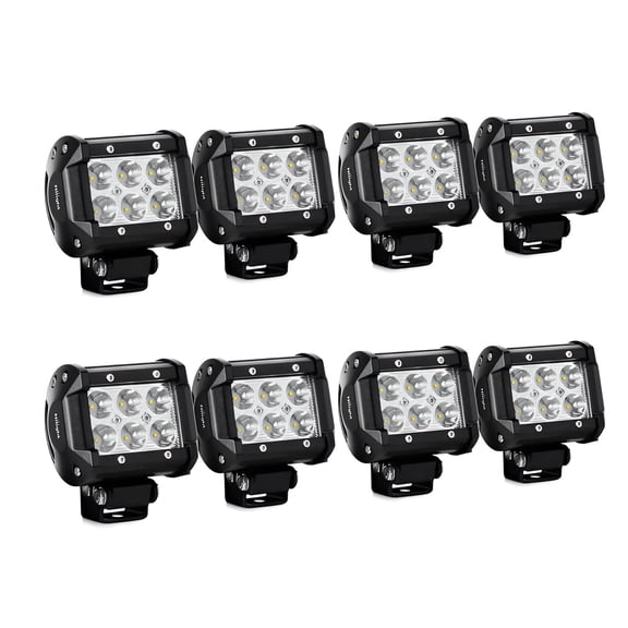 Nilight LED Light Bar 8PCS 18W 1260lm Spot led pods Driving Fog Light Off Road Lights Bar Jeep Lamp,2 years Warranty