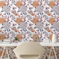 thumbnail image 3 of Ambesonne Vintage Botany Peel & Stick Wallpaper for Home, Drawn Chrysanthemums, 13"x36", Dark Lavender Dark Peach, 3 of 6