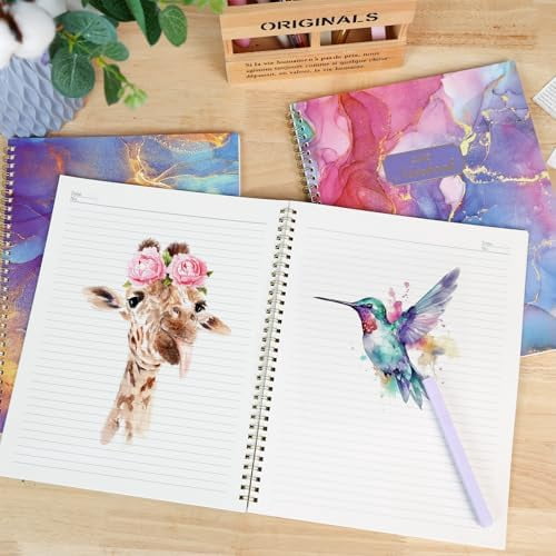 Quivanta 3 Pack Spiral Notebook College Ruled Notebook, Aesthetic Journaling Notebooks for Work School Office Home, 3 x 120 Pages, 8.5 x 11 Inches Notebooks for Valentine Gifts