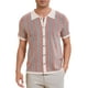 thumbnail image 1 of Polo de punto a rayas INSPIRE CHIC para hombres, camisetas de polo de manga corta con botones, jacquard, talla S, color caqui, 1 of 6