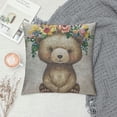 thumbnail image 2 of Bear Floral Girl Throw Pillow Cover Nursery Boho Woodland Pillow Case  Decorative Men Women Boy Girl Room Cushion Cover for Home Couch Bed, 2 of 5