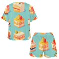 thumbnail image 3 of Cartoon Cake Women's Ruffle Short Sleeve Tops And Shorts Cute Peeps Bunny Pajamas Sets, 3 of 7