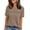 Khaki, variant on Women's Tops Casual Scoop Neck Short Sleeve Waffle Knit Hollow Out Shirts Loose Tunic Tops Blouses