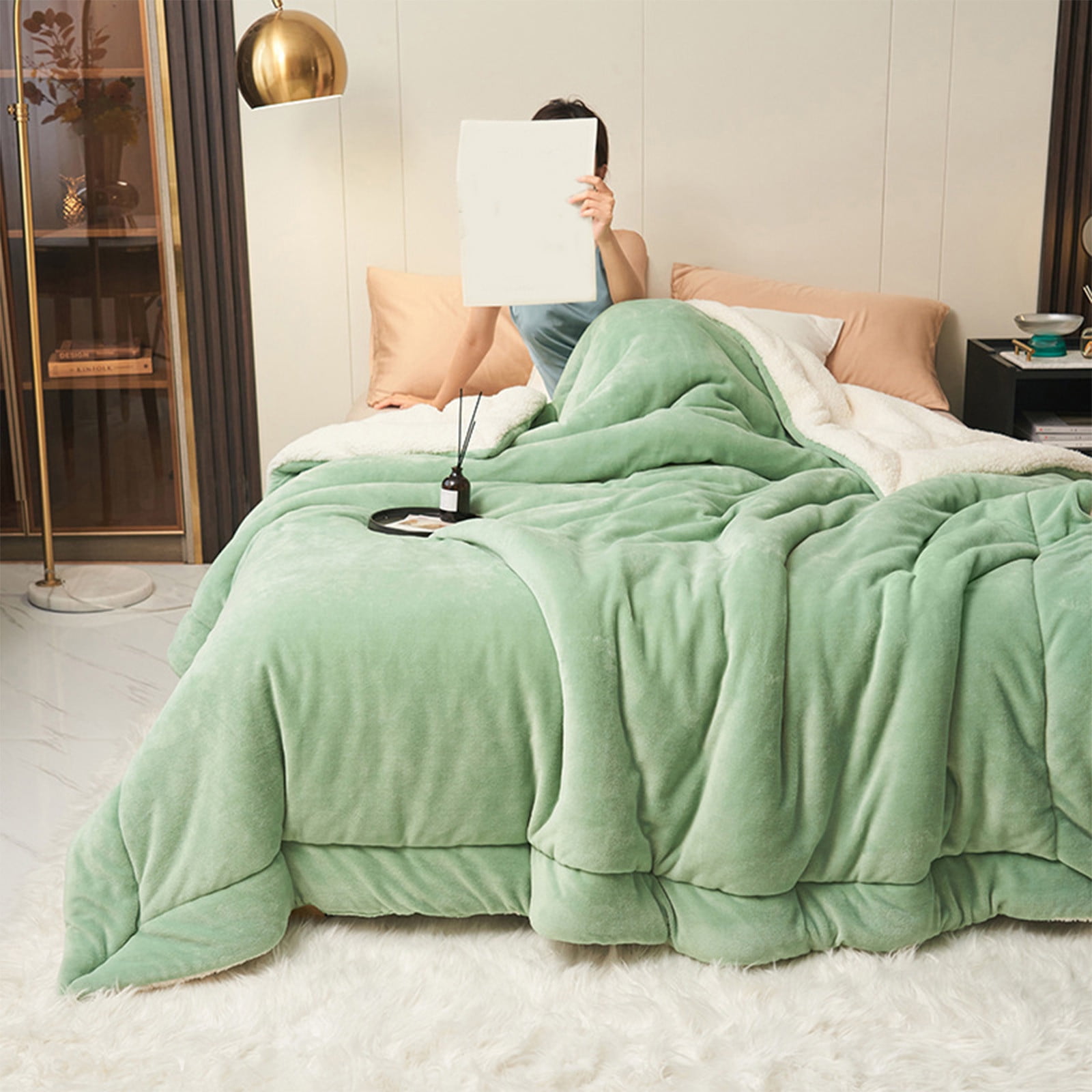 AYktou Fleece Blanket-Milk Velvet Lambswool Double Layer Blanket,Autumning Winter Warm Multifunctional Bed Blanket,Thick Plush Fleece Reversible Blanket for Bed,Sofa,Couch,Camping and Travel,Twin/Full