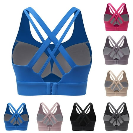 DDAPJ pyju Womens Sports Bras Criss Cross Back Strappy Padded Workout Yoga Bra High Support for Large Bust Lightning Sales Today Purple S