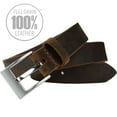 thumbnail image 3 of Caraway Mountain Brown Belt by Nickel Smart® - Unisex Distressed Leather Belt, USA Made, Nickel Free, 3 of 7