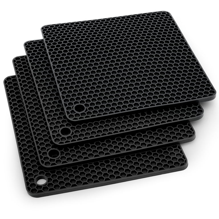 EEEkit 4-Piece Silicone Square Pot Holders, Black photo 1