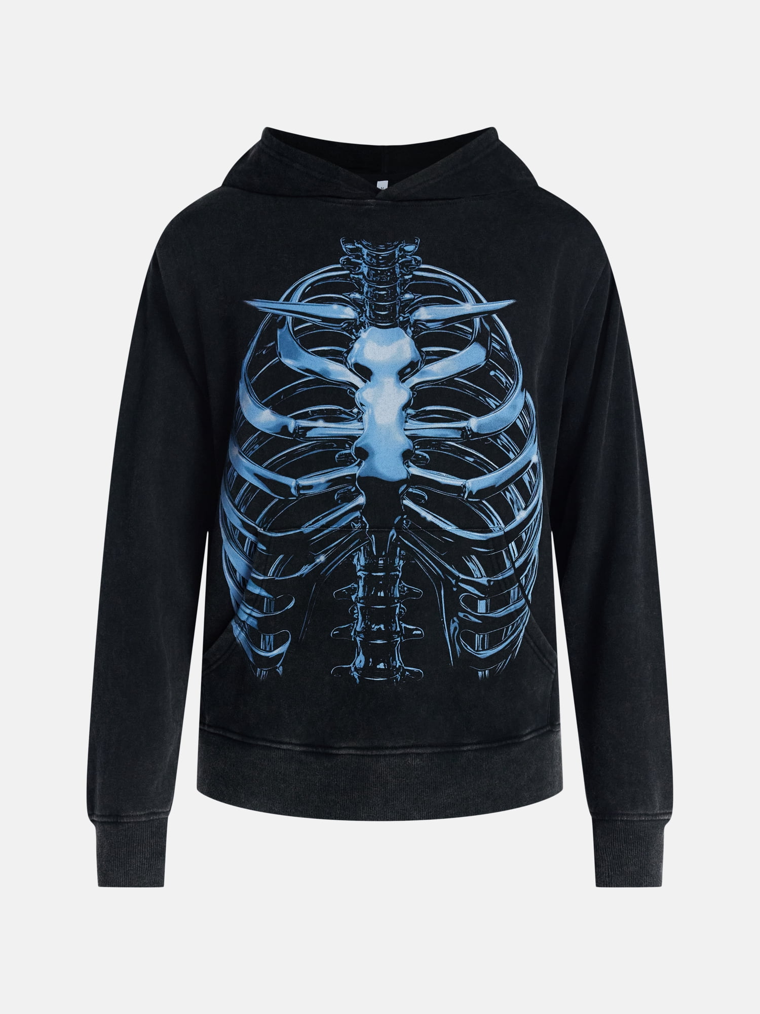 Halloween Oversized Fit Skeleton Rib Cage Graphic Fleece Hoodie Sweatshirt, Men's Sizes XS-4XLT