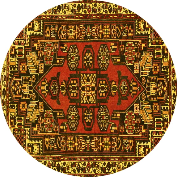 Ahgly Company Indoor Round Persian Yellow Traditional Area Rugs, 8' Round