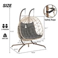 thumbnail image 3 of Double Egg Chair with Stand, Indoor Outdoor Hanging Wicker Rattan Patio Basket Swing Chair, Handwoven UV & Rust Resistant Iron Frame with Water Resistant Cushion,600 lbs Capacity, 3 of 5