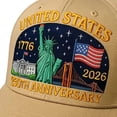 thumbnail image 5 of Lispipm Baseball Caps for Women Men 250 Anniversary USA Hat Patriotic Embroidered Hats Outdoor Sun Cap for All Season Brown, 5 of 7