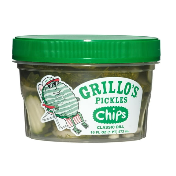 Grillo's Pickles Classic Dill Pickle Chips, 16 fl oz Tub