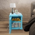 thumbnail image 3 of ToppiJoy Industrial Style End Table, Creative Vintage Container Cabinet with Combination Lock, Iron Bedside Table for Bar, Home (Blue), 3 of 28