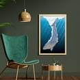 thumbnail image 2 of Whale Wall Art with Frame, Cartoon Whale Swimming Under Ocean with Fish Shells near Palm Island Environment, Printed Fabric Poster for Bathroom Living Room, 23" x 35", Multicolor, by Ambesonne, 2 of 2