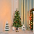 thumbnail image 4 of Costway 3ft Pre-Lit Christmas Entrance Tree In Urn w/ 40 LED Light Red Berries Pine Cone, 4 of 10