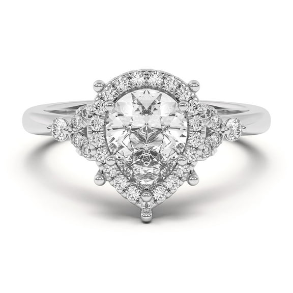 Kiva Jewel 14K White Gold Plated 1.54 Ct Pear Cut Diamond Ring - Gorgeous Lab Created Engagement Ring for Women's - Unique Proposal Ring - Wedding Ring for Her - Memorable Gift for Birthdays