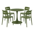 thumbnail image 6 of WestinTrends Playa 5-Piece Outdoor Indoor Round Metal Patio Dining Table Set With Stackable Patio Chairs, Olive Green, 6 of 14