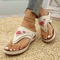 thumbnail image 4 of Pandaie Orthopedic Sandals for Women 2026 Summer Slip on Beach Flip Flops Arch Support Flower Dressy Wedge Casual Boho Slippers White Size 8.5, 4 of 7