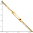 thumbnail image 3 of 14k Yellow Gold Bracelet Medical Curb 5.5 mm 8 in Semi-Solid Red Enamel Cuban Link ID, 3 of 4