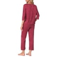 thumbnail image 3 of INSPIRE CHIC Women's Pajama SetsSilky Long Sleeve Round Neck Floral Loungewear M Red, 3 of 6