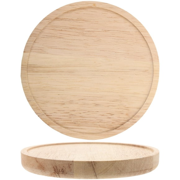 FONDOTIN 2Pcs Light Brown Wooden Floating Round Wall Shelves for Bedroom Bathroom and Wall Decor