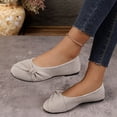 thumbnail image 5 of Women Knotted Bow Ballet Flats, Soft Textured Round Toe Slip‑on Casual Flat Shoes, Comfort Walking Footwear, 5 of 9