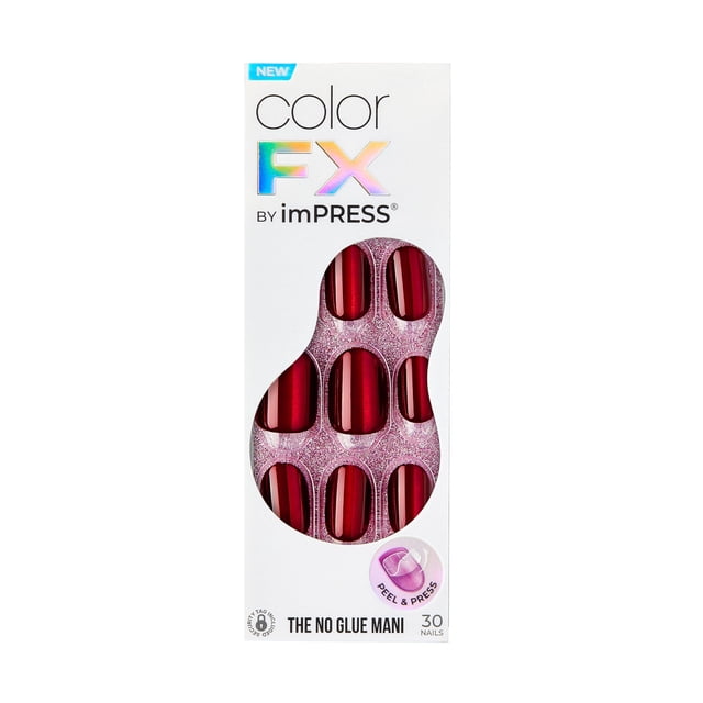 Presion Nails Impress «Hidden Gem», color rojo, talla corta