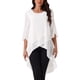 thumbnail image 1 of INSPIRAR CHIC Blusa de Chiffon Asimétrica de Cuello Redondo con Mangas de 3/4 y Volantes en Blanco Talla S, 1 of 5