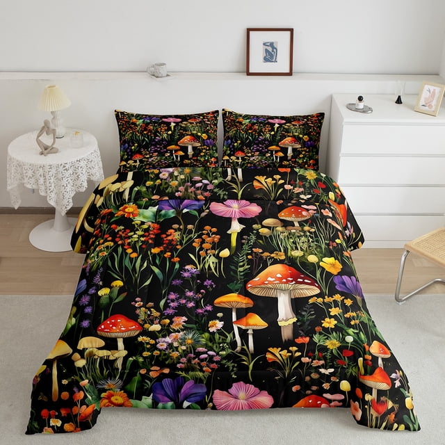 Erosebridal Ensembles de Literie Floraux Colorés Grand Lit avec Couette, Insert de Couette Botanique de Jungle, Décor Style Bohémien, Réversible