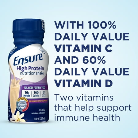 Ensure High Protein Nutrition Shake, Vanilla, 8 fl oz, 12 Count