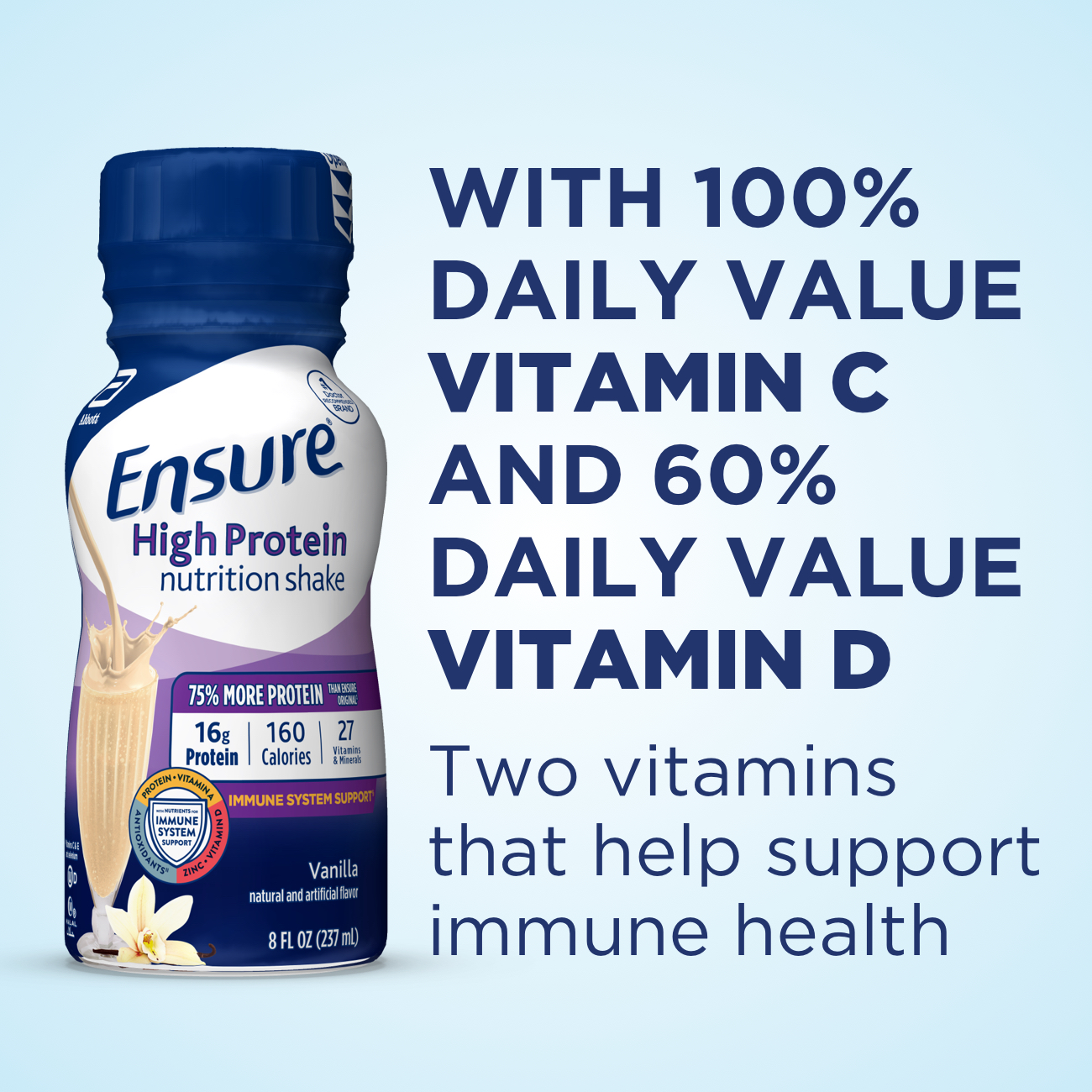 Ensure High Protein Nutrition Shake, Vanilla, 8 fl oz, 12 Count - image 4 of 14