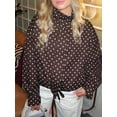 thumbnail image 4 of Gynyvoja Women Polka Dot Jacket Stand Collar Cropped Jackets Zip Up Coat Casual Spring Jacket with Pockets Brown Polka Dot S, 4 of 6