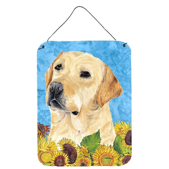 Carolines Treasures SC9056DS1216 Labrador in Summer Flowers Wall or Door Hanging Prints 12WX16H multicolor