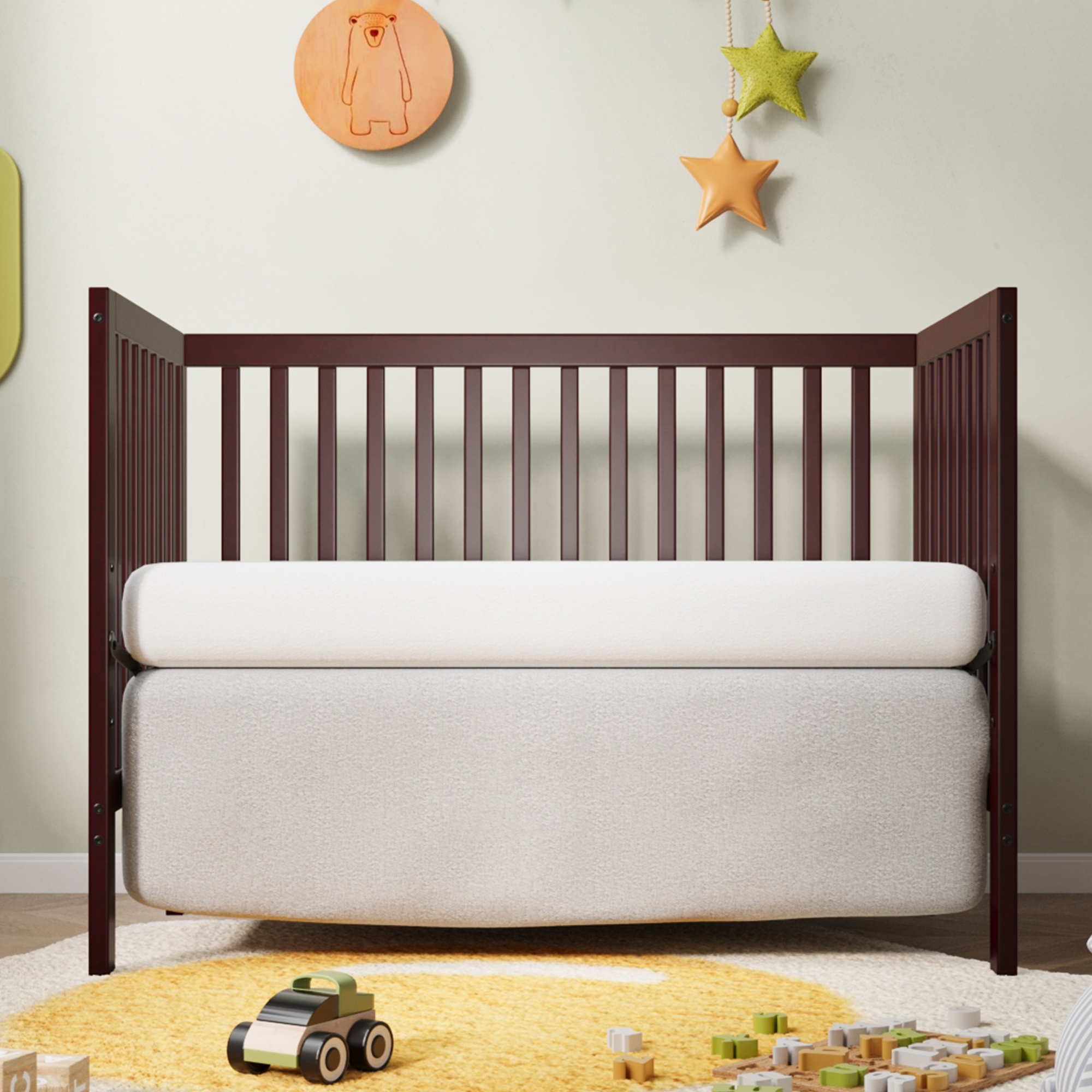 Sesslife 5-In-1 Convertible Crib, Baby Bed, Converts from Baby Crib to Toddler Bed, Fits Standard Full-Size Crib Mattress ,Easy to Assemble(Espresso) - image 3 of 11