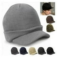 thumbnail image 2 of Men's Winter Beanie Hat with Brim Warm Double Knit Cuff Beanie Cap for Outdoor, Light Gray, 2 of 5