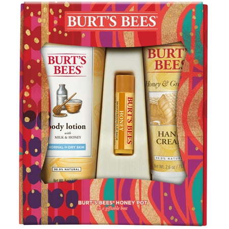 Holiday Gift Clearance Burt's Bees Honey Pot Holiday Gift Set, 3 Honey Skin Care Products - Milk & Honey Body Lotion, Honey & Grapeseed Hand Cream And Honey Lip Balm ()