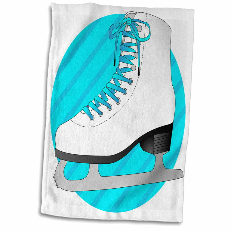 3dRose Figure Skating Gifts - Blue Ice Skate on Stripes - Towel, 15 by  22-inch 