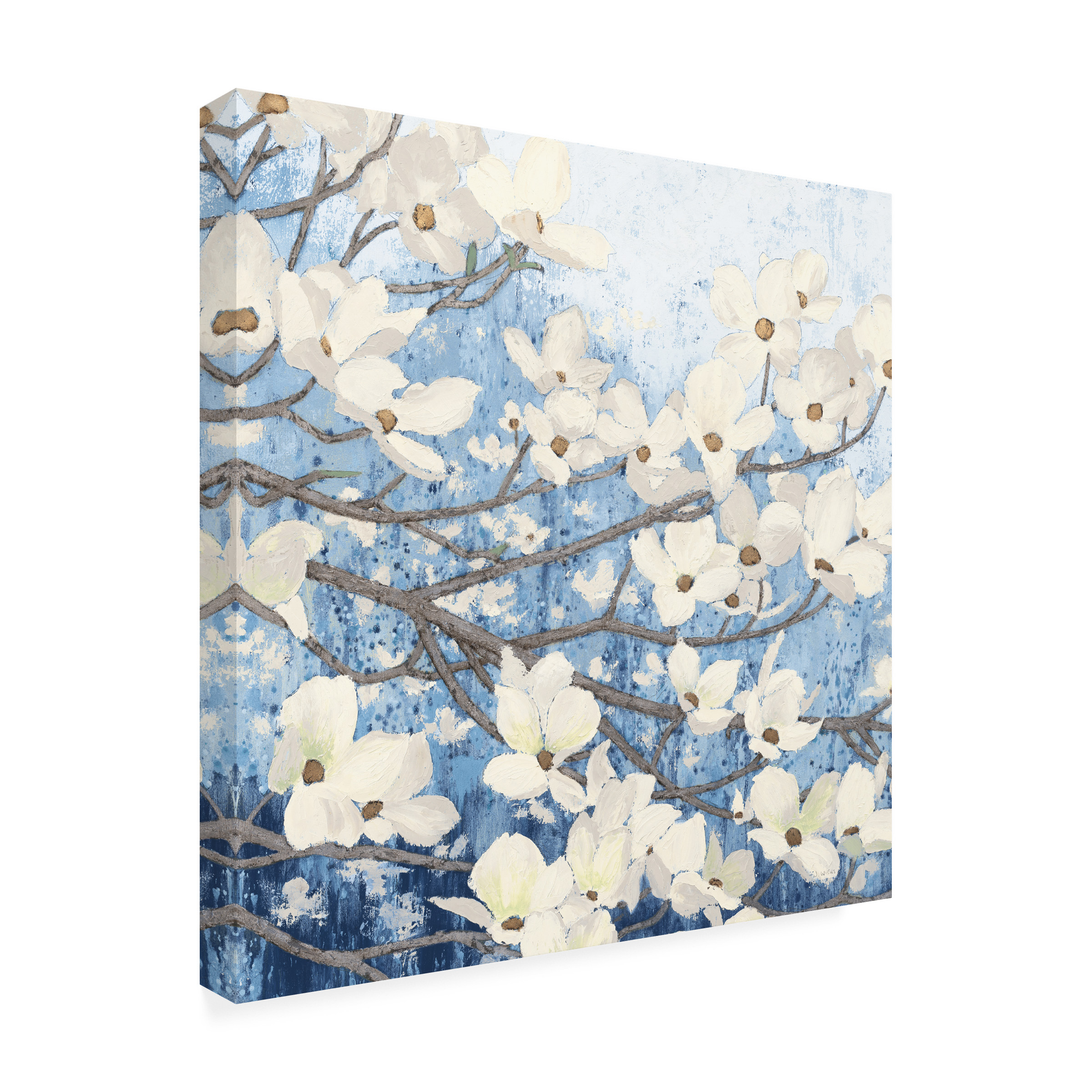 James Wiens 'Dogwood Blossoms II Indigo' Canvas Art
