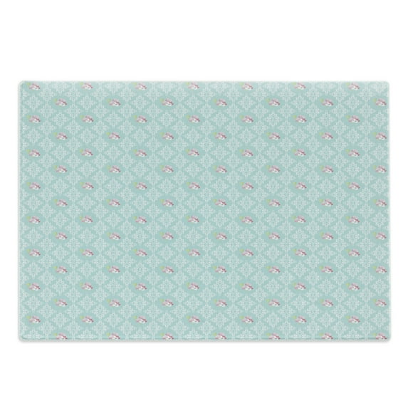 Damask Cutting Board, Flowers in Pastel Colors Intricate Ornaments Pattern, Decorative Tempered Glass Cutting and Serving Board, in 3 Sizes, by Ambesonne