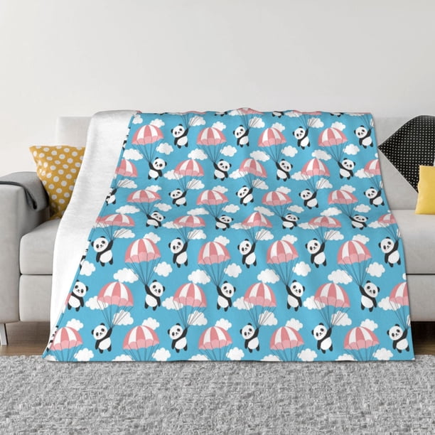 Fotbe Panda Flying in the Sky Manta de Franela con Estampado, Manta Ultrasuave para Cama, Sofá, Auto, Hipoalergénica y Antibolitas-40"x30"
