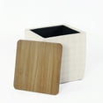 thumbnail image 2 of Storage Square Storage Ottoman with Wood Lift-Top Lid, Sage Mini Grid Pattern/Honey Oak, 2 of 9