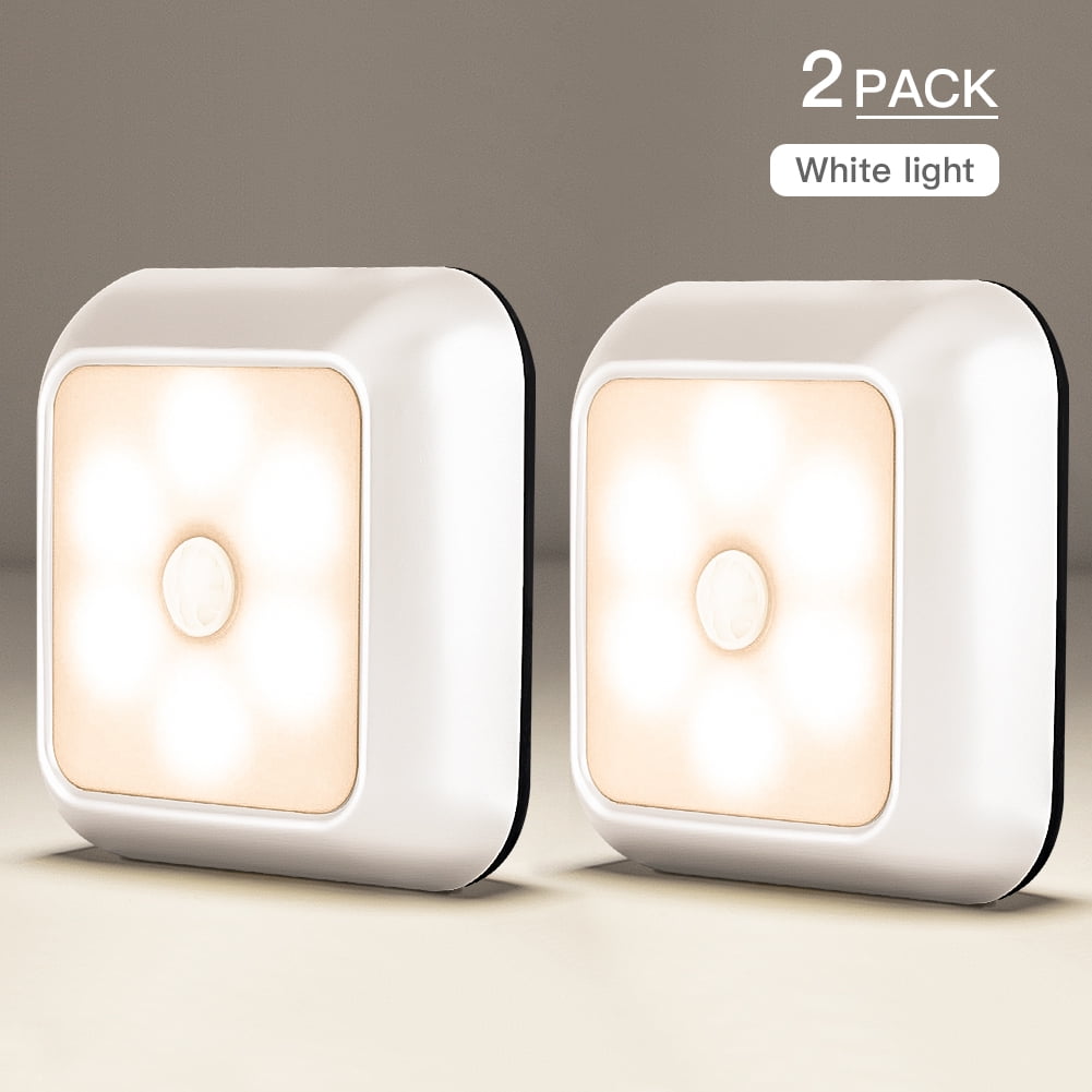 Kepooman 2 PCS Portable Wireless Motion Sensor Light for Bedroom / Hallway / Stairs, Warm Light, White