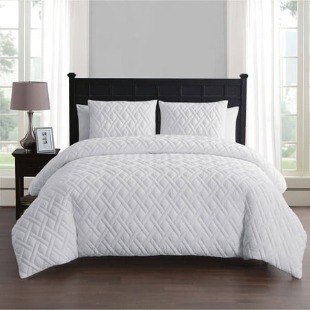 VCNY Home Lattice Embossed 2/3 Piece Bedding Duvet Cover Set with Shams ...